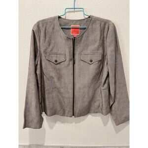 Isaac Mizrahi XL Linen Blend brown Suit Jacket Career Dressy